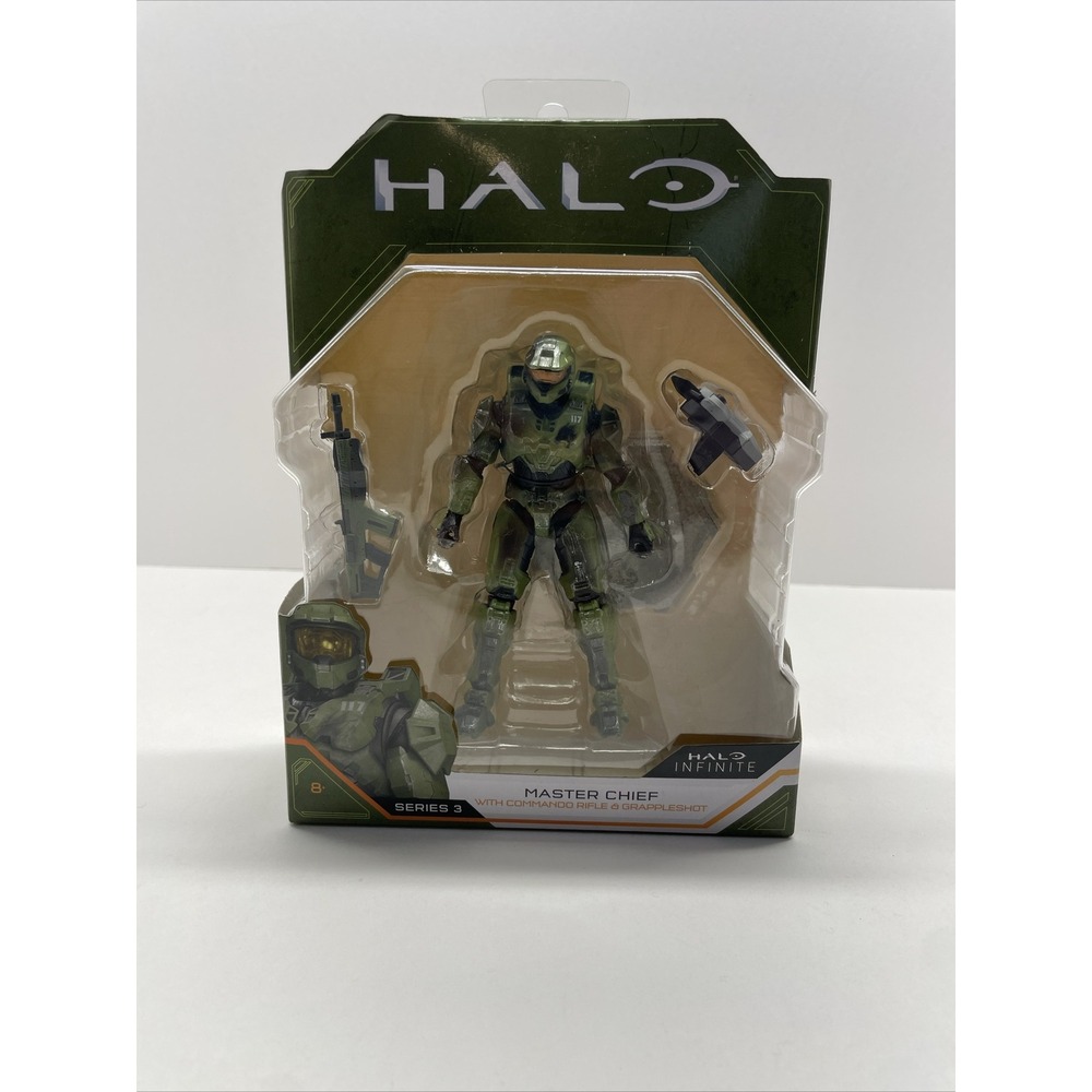Halo Infinite Master Chief Commando Rifle Grappleshot Figure Base 4" Series 3